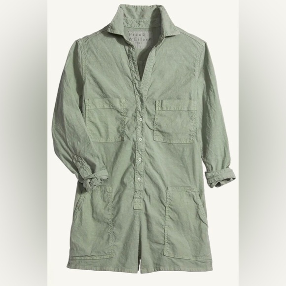 Frank & Eileen Ireland Long Sleeve Playsuit Flax Cotton Romper Size Large - Picture 2 of 15